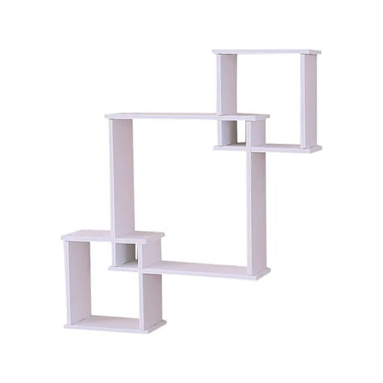 Wall Shelf 3 Square Rack Simple Display Rack Background Wall Decoration Shelf - White