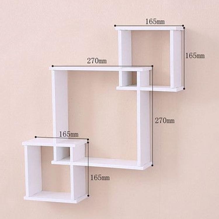 Wall Shelf 3 Square Rack Simple Display Rack Background Wall Decoration Shelf - White