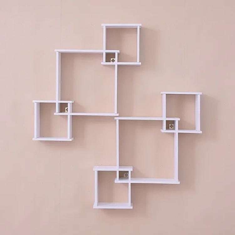 Wall Shelf 3 Square Rack Simple Display Rack Background Wall Decoration Shelf - White