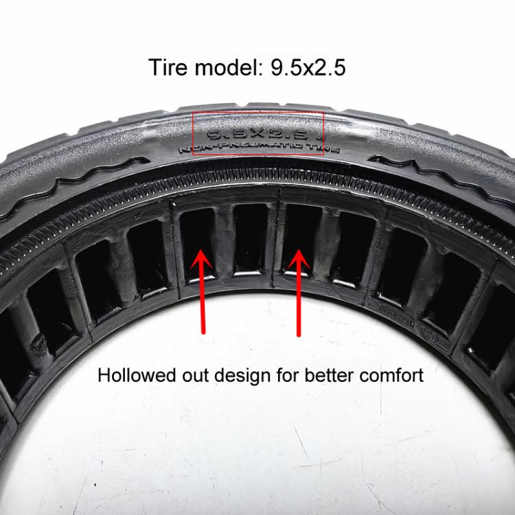 9.5 Inch Electrical Scooter Pneumatic Free Tires 9.5 x 2.50 Off-Road Skeleton Solid Tire, Color: Black