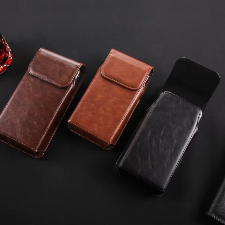7.2 Inch Vertical Magnetic Closure Phone Belt Clip Pouch PU Distressed Leather Waist Bag