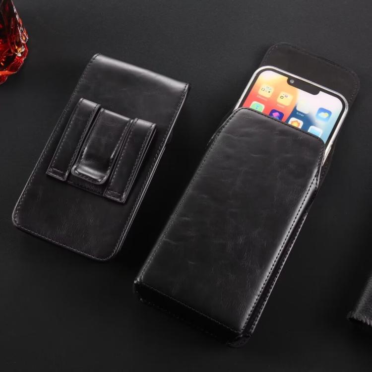 7.2 Inch Vertical Magnetic Closure Phone Belt Clip Pouch PU Distressed Leather Waist Bag