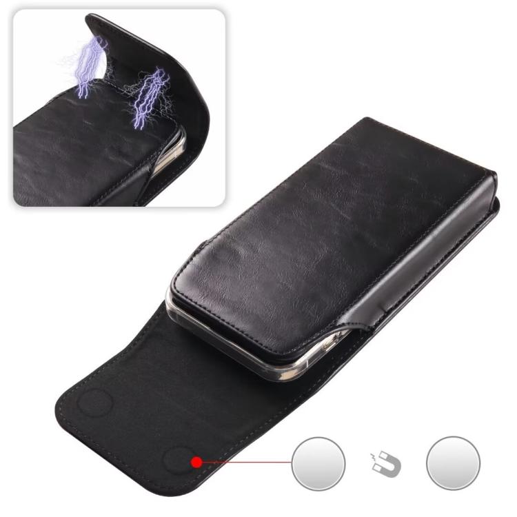 7.2 Inch Vertical Magnetic Closure Phone Belt Clip Pouch PU Distressed Leather Waist Bag