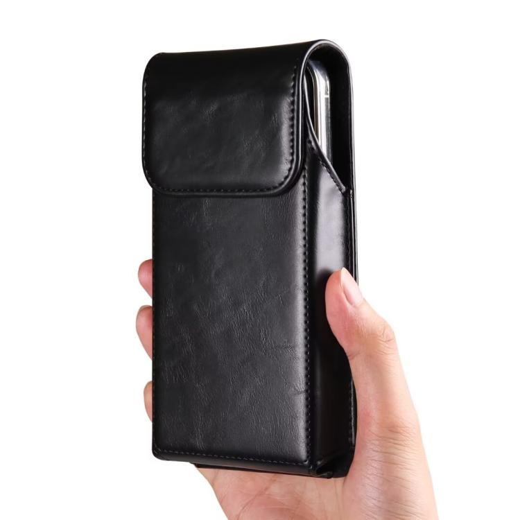 7.2 Inch Vertical Magnetic Closure Phone Belt Clip Pouch PU Distressed Leather Waist Bag