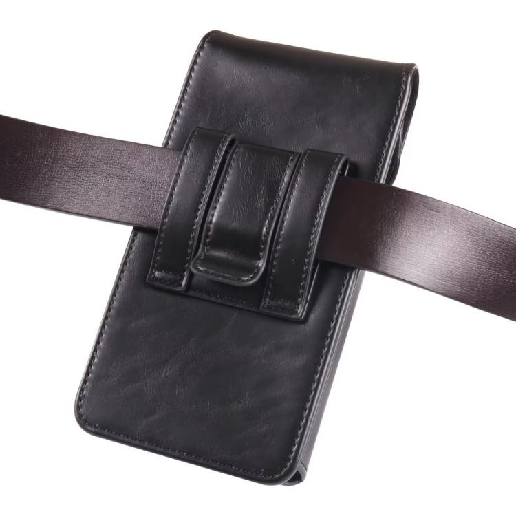 7.2 Inch Vertical Magnetic Closure Phone Belt Clip Pouch PU Distressed Leather Waist Bag