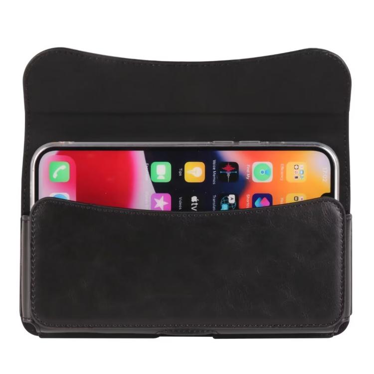 7.2 Inch Horizontal Leather Belt Loop Cell Phone Holster Magnetic Snap Closure Waist Pack