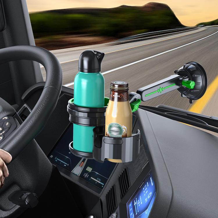 Car Multifunctional Water Cup Holder Auto Large Suction Cup Mounted Drink Rack, Style: Short Rod Green