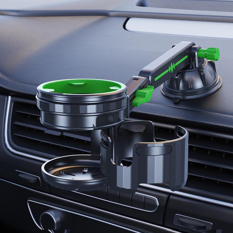 Car Multifunctional Water Cup Holder Auto Large Suction Cup Mounted Drink Rack, Style: Short Rod Green