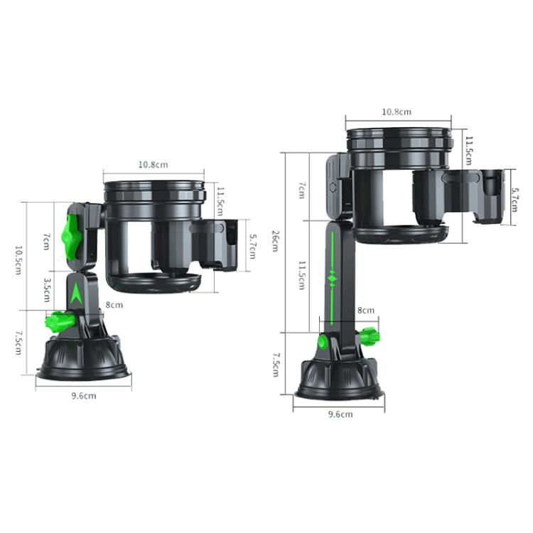 Car Multifunctional Water Cup Holder Auto Large Suction Cup Mounted Drink Rack, Style: Long Rod Green