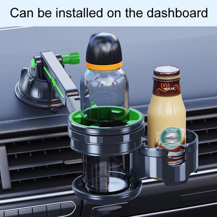 Car Multifunctional Water Cup Holder Auto Large Suction Cup Mounted Drink Rack, Style: Short Rod Green
