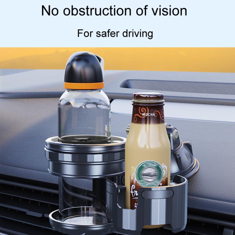 Car Multifunctional Water Cup Holder Auto Large Suction Cup Mounted Drink Rack, Style: Short Rod Gray