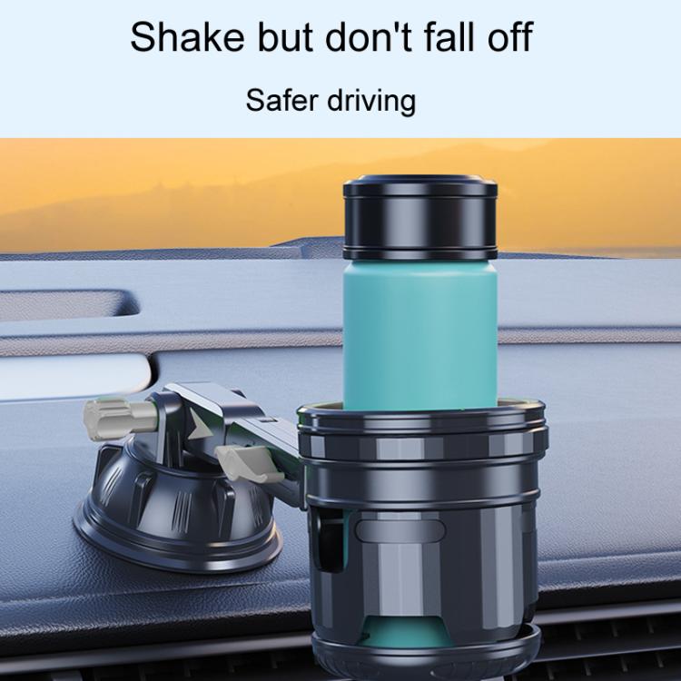 Car Multifunctional Water Cup Holder Auto Large Suction Cup Mounted Drink Rack, Style: Short Rod Gray