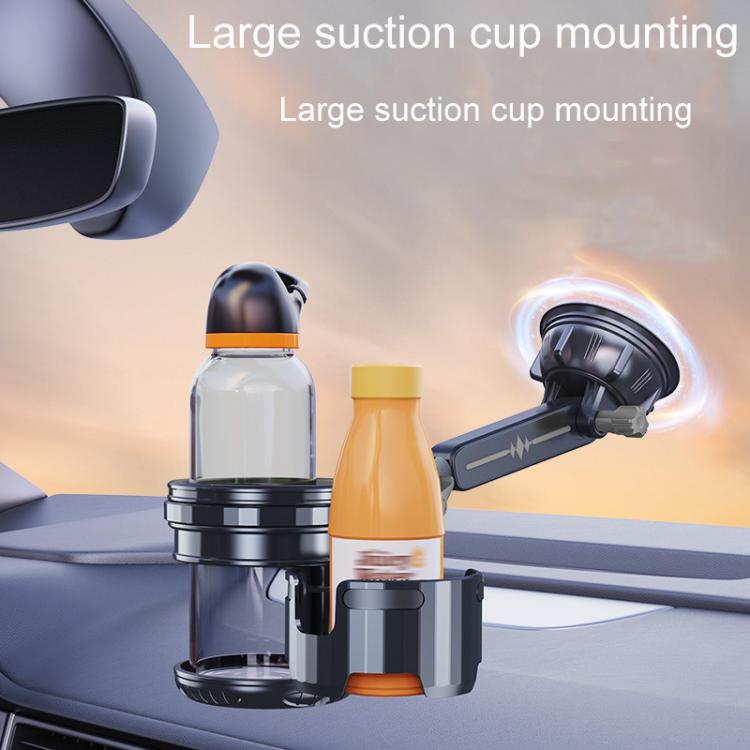 Car Multifunctional Water Cup Holder Auto Large Suction Cup Mounted Drink Rack, Style: Long Rod Gray
