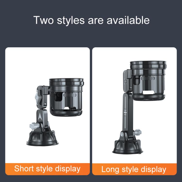 Car Multifunctional Water Cup Holder Auto Large Suction Cup Mounted Drink Rack, Style: Short Rod Gray