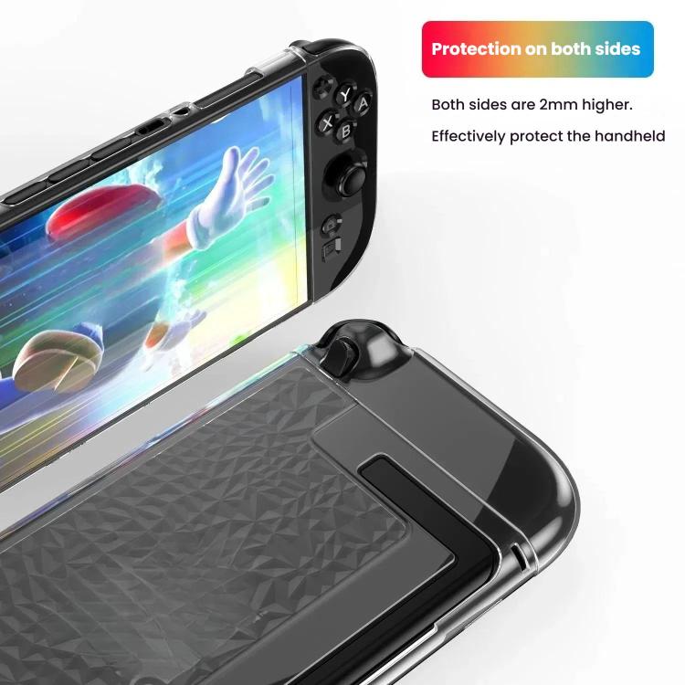 For Nintendo Switch 2 TPU+PC Split Transparent Case Cover Shockproof Shell - Diamond Pattern