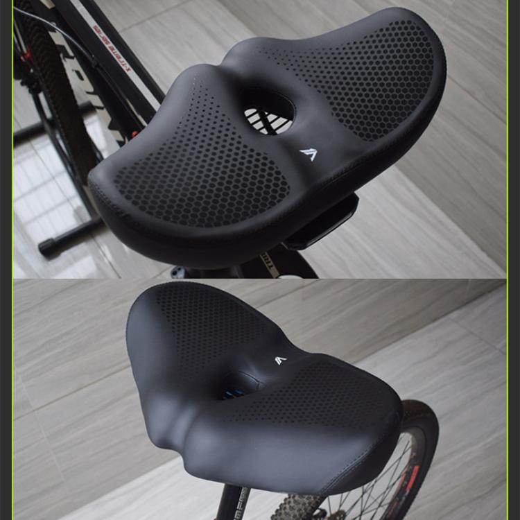 FMFXTRA Thickened Bicycle Saddle Mountain Bike Shaped Saddle, Color: Black+Tail Light