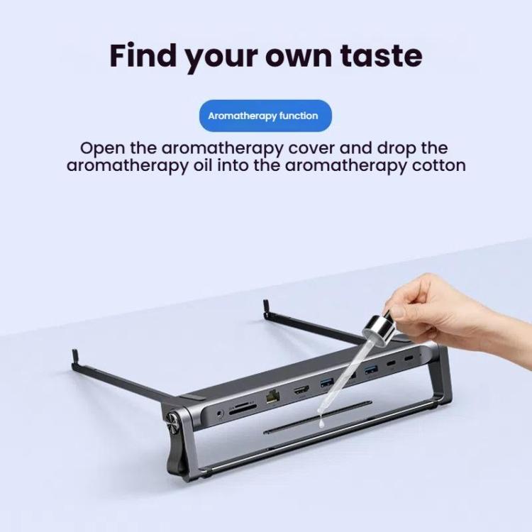 9 In 1 Hub Computer Stand Aluminum Alloy Folding PD Fast Charging With LAN Docking Station Laptop Bracket - Dark Metallic Color
