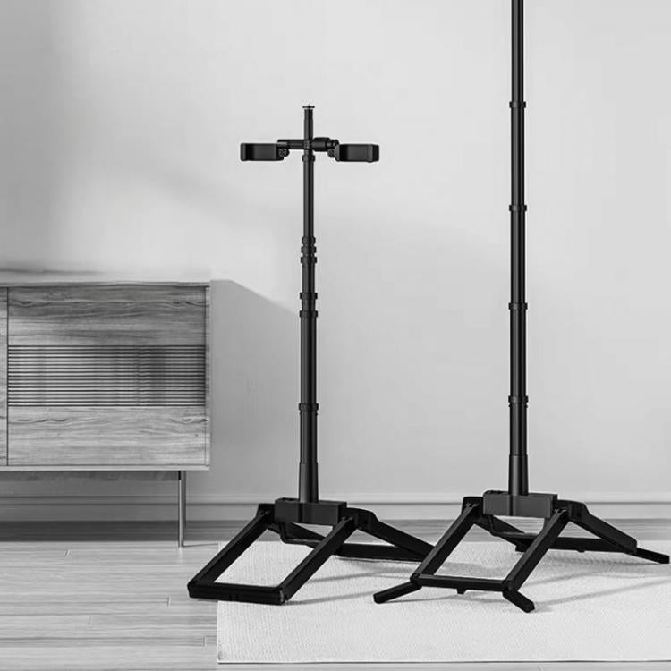 Adjustable 55-Inch Quadpod Live Streaming Phone Stand Foldable Tripod With Dual Phone Clip & 1/4 Inch Screw YY-2