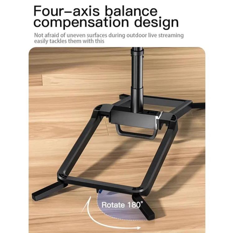 Adjustable 55-Inch Quadpod Live Streaming Phone Stand Foldable Tripod With Dual Phone Clip & 1/4 Inch Screw YY-2