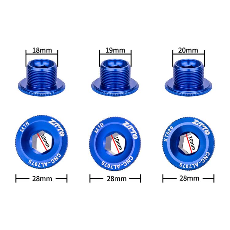 2pcs ZTTO Bicycle Aluminum Alloy Crank Cover Mountain Bike Crank Screws, Style: M20 Blue