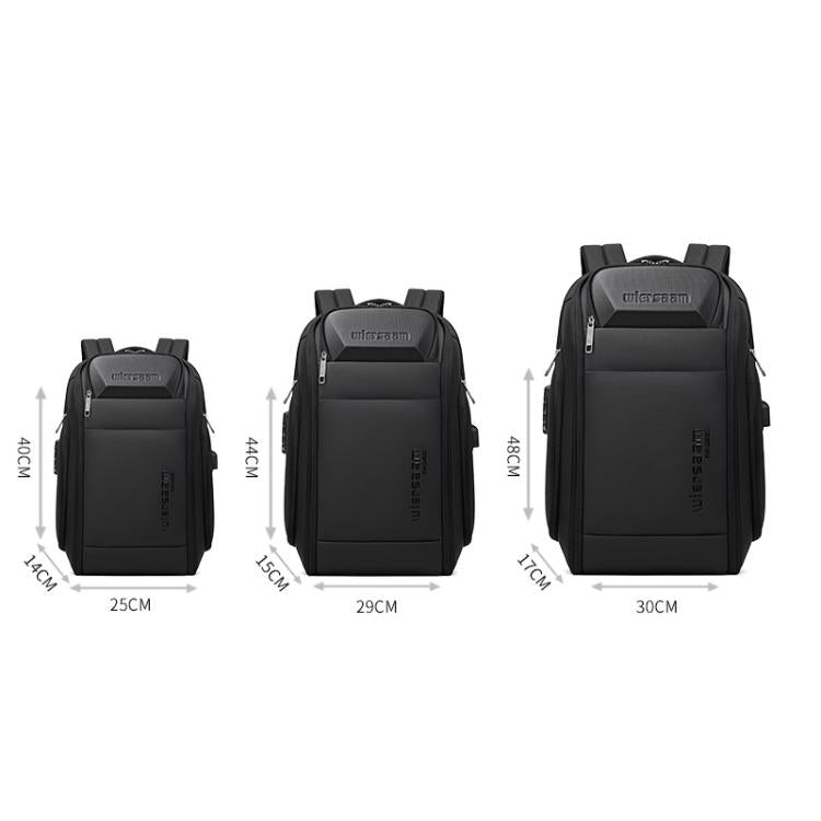 Wiersaam Men Waterproof Anti-Theft Business Backpack Travel Laptop Bag With USB Charging Port & Password Lock Middle