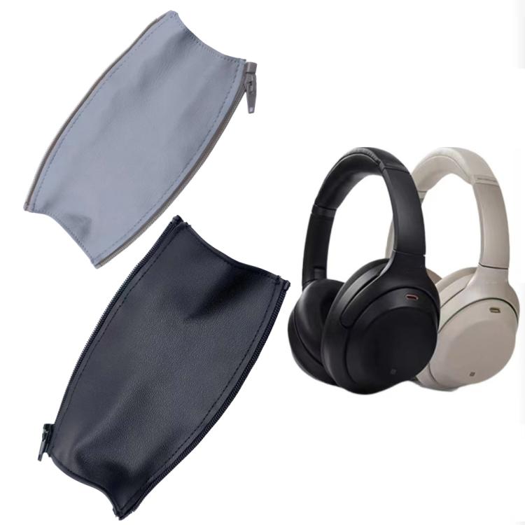 For Sony WH-1000XM4 Headphones Headband Protective Cover Replacement Parts, Spec: Leather Zipper Black