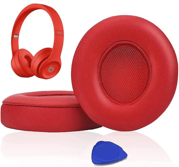 For Beats Solo3 / Solo2 Headphones Ear Pads Sponge Cover, Spec: Wireless Red