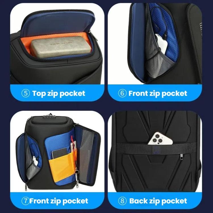 Wiersaam Men Anti-Theft Business Travel Backpack Water-Resistant Laptop Backpack With USB Charging Port