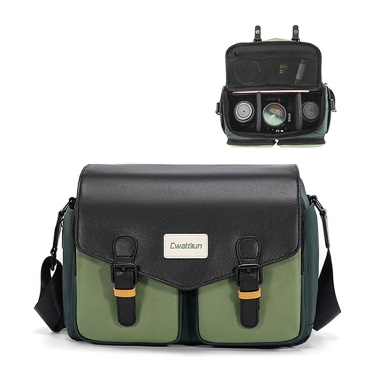 Cwatcun D99 Large Shoulder Camera Bag Multi-functional Casual Color Clash Lightweight Storage Bag