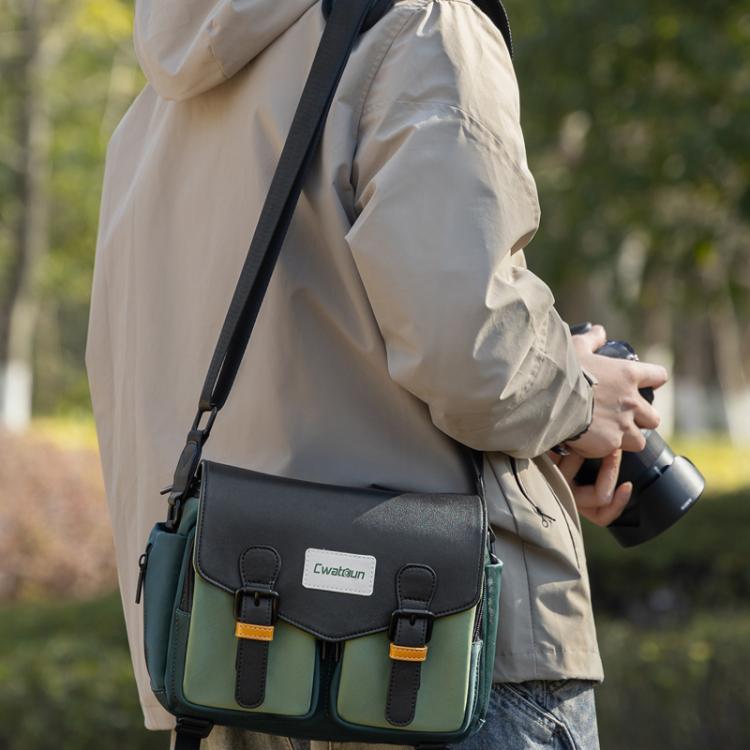Cwatcun D99 Small Shoulder Camera Bag Multi-functional Casual Color Clash Lightweight Storage Bag