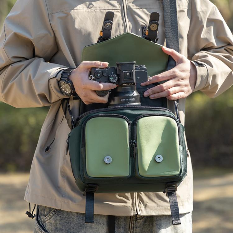 Cwatcun D99 Small Shoulder Camera Bag Multi-functional Casual Color Clash Lightweight Storage Bag