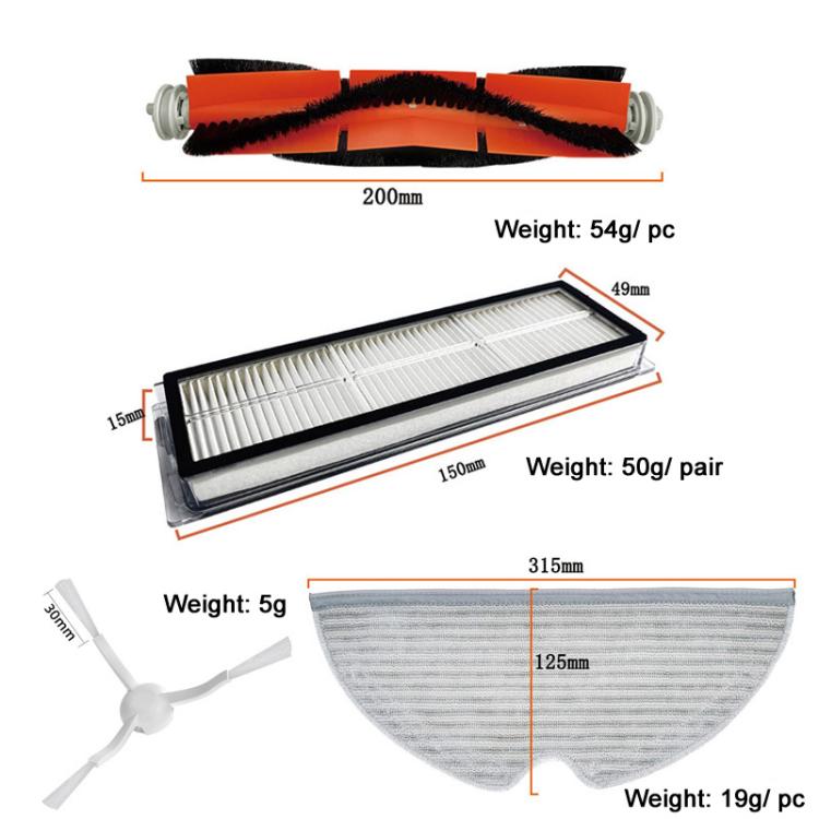7pcs /Set For Xiaomi 1C / 2C Sweeping Robot Accessories Main Side Brush Hepa Filter Mop Rag