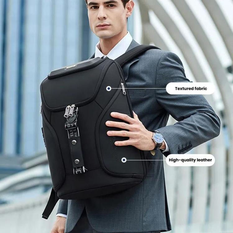 Wiersaam WY68173 Men Waterproof Anti-Theft Business Backpack With Lock & USB Ports - Black