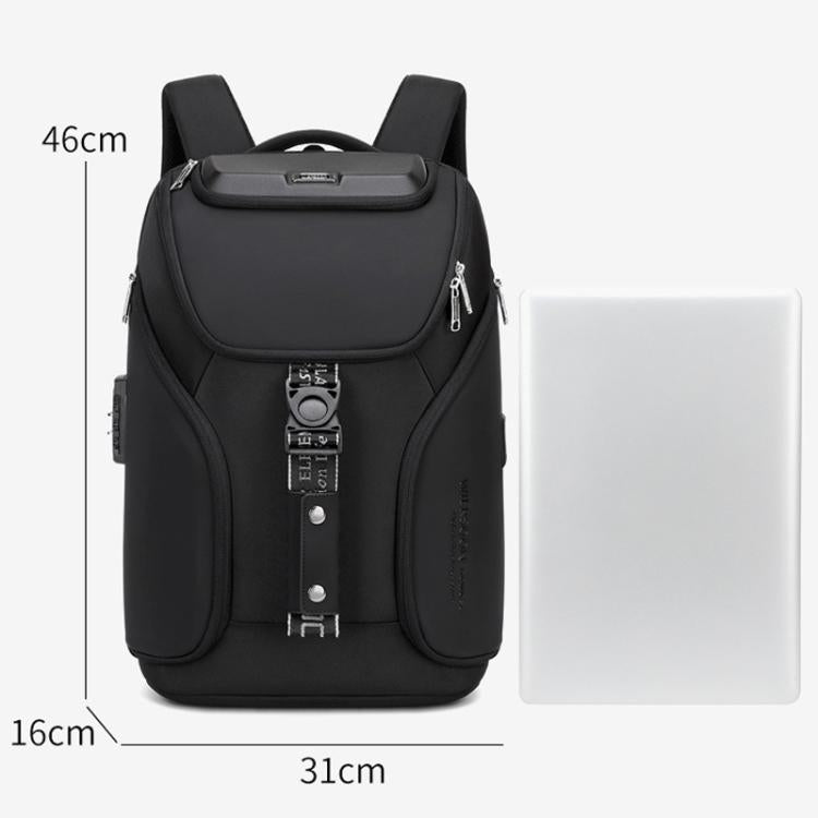 Wiersaam WY68173 Men Waterproof Anti-Theft Business Backpack With Lock & USB Ports - Black