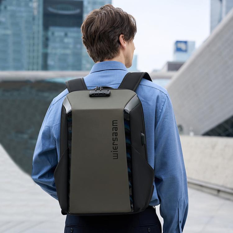Wiersaam WY1350 Men Anti-Theft Business Backpack Laptop Bag For Travel With Password Lock - Space Gray