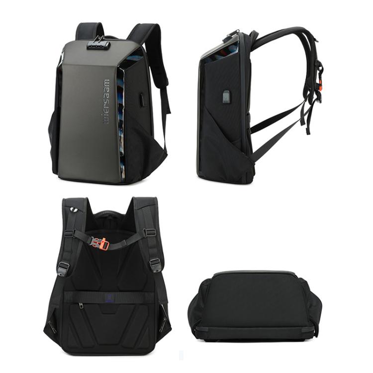 Wiersaam WY1350 Men Anti-Theft Business Backpack Laptop Bag For Travel With Password Lock - Space Gray