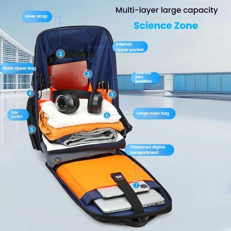 Wiersaam WY1350 Men Anti-Theft Business Backpack Laptop Bag For Travel With Password Lock - Space Gray