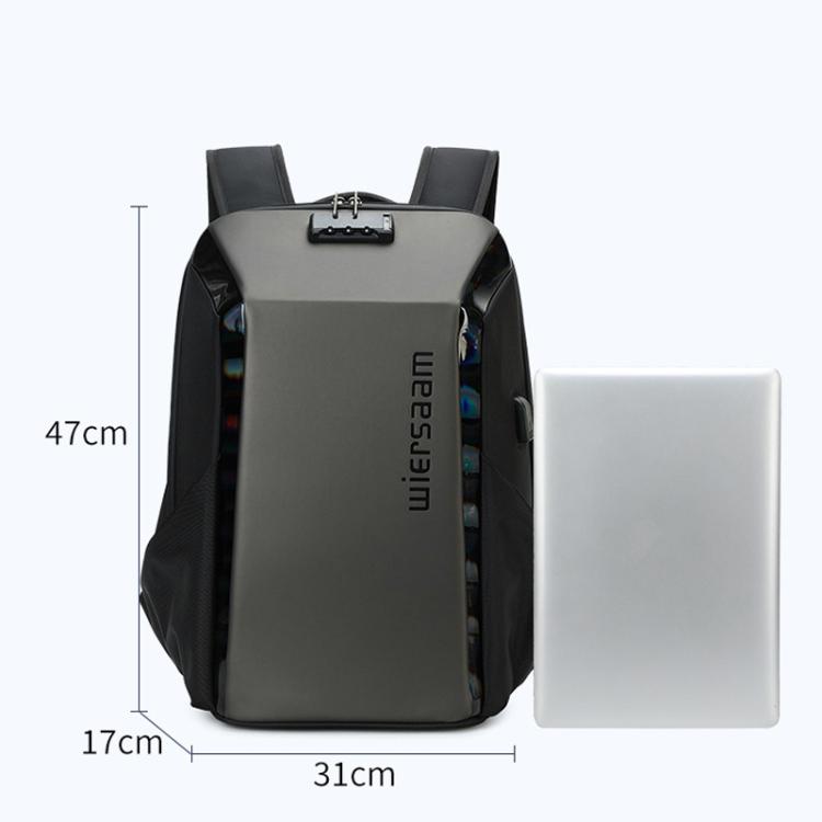 Wiersaam WY1350 Men Anti-Theft Business Backpack Laptop Bag For Travel With Password Lock - Space Gray