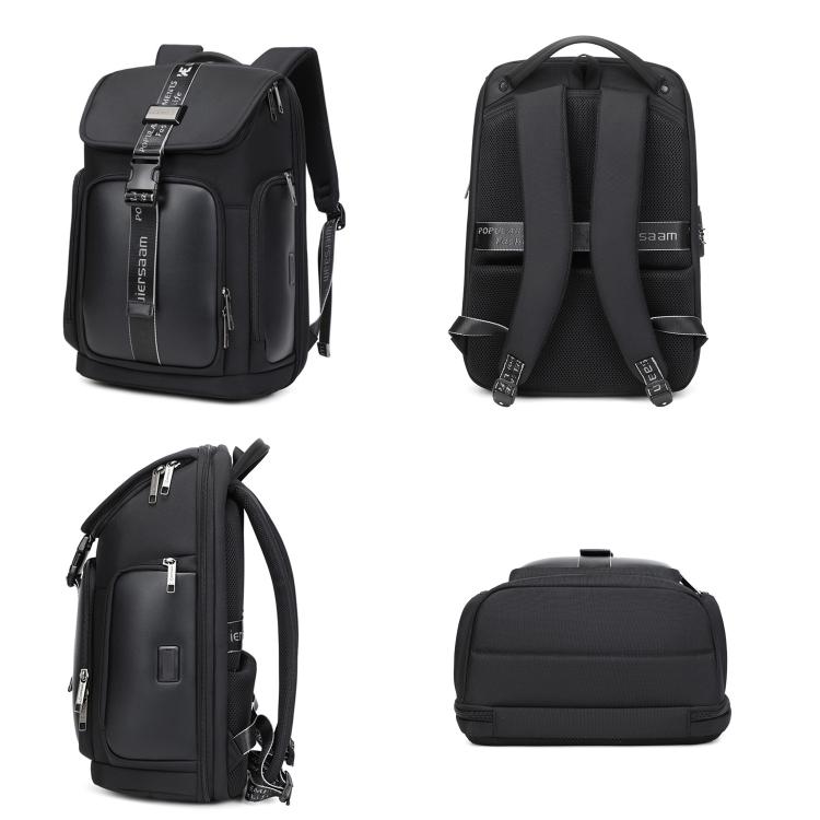Wiersaam WY1200 Men Waterproof Anti-Theft Business Backpack Multiple Organizer Compartments - Black