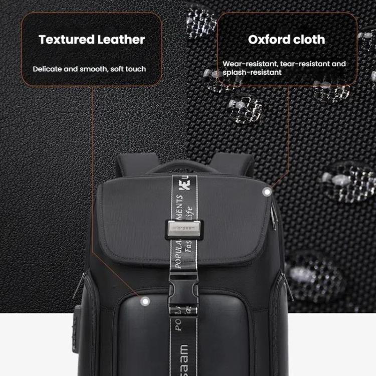 Wiersaam WY1200 Men Waterproof Anti-Theft Business Backpack Multiple Organizer Compartments - Black