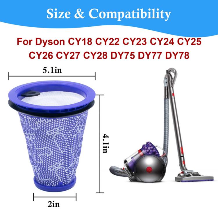 Vacuum Cleaner Pre-Filter HEPA Filter Replacement For Dyson CY18 / CY22 / CY23 / CY24 / CY25 / DY75 / DY77 / DY78 - Purple