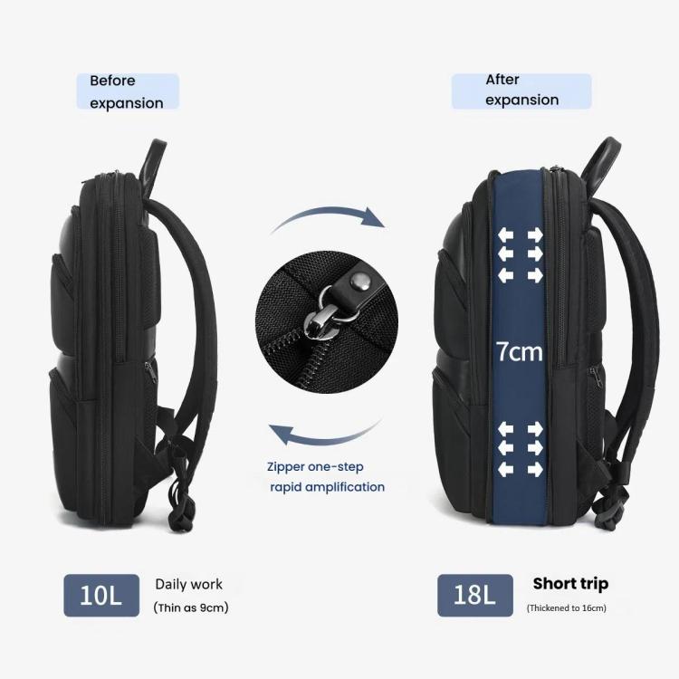 Tigernu T-B9121  17 Inch Men Expandable Waterproof Lightweight Laptop Backpack With Floating Zipper