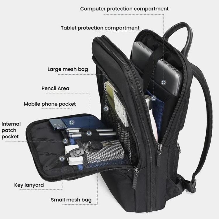 Tigernu T-B9121  15.6 Inch Men Expandable Waterproof Lightweight Laptop Backpack With Floating Zipper