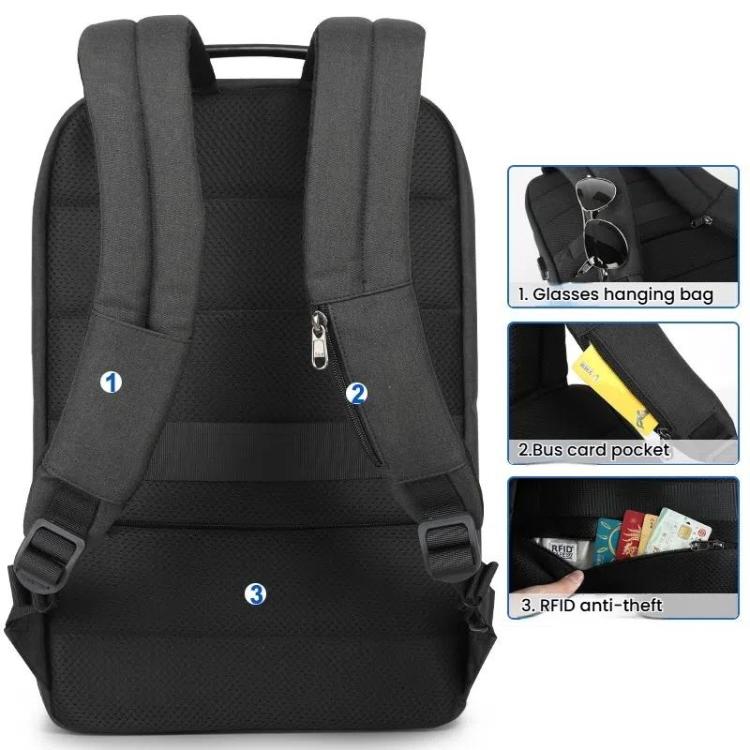 Tigernu  15.6-inch Standard Men Anti-Theft Laptop Backpack with USB Charging Port, Headphone Hole & Comfort Shoulder Straps for Travel, Work Commute - Black