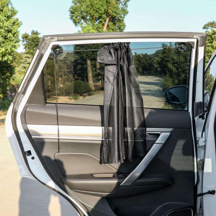 1pair Suction Cup Car Side Window Sunshade Mesh Summer Sunshade Curtains - Black