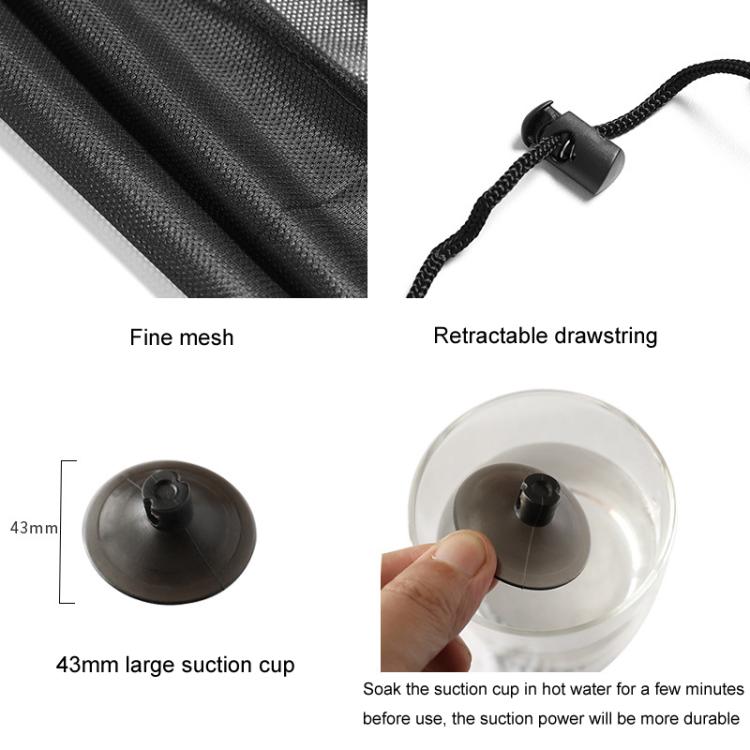 1pair Suction Cup Car Side Window Sunshade Mesh Summer Sunshade Curtains - Black
