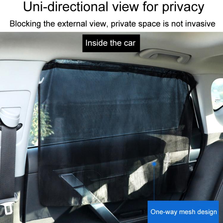 1pair Suction Cup Car Side Window Sunshade Mesh Summer Sunshade Curtains - Black