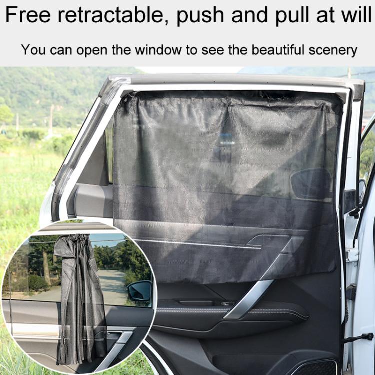 1pair Suction Cup Car Side Window Sunshade Mesh Summer Sunshade Curtains - Black