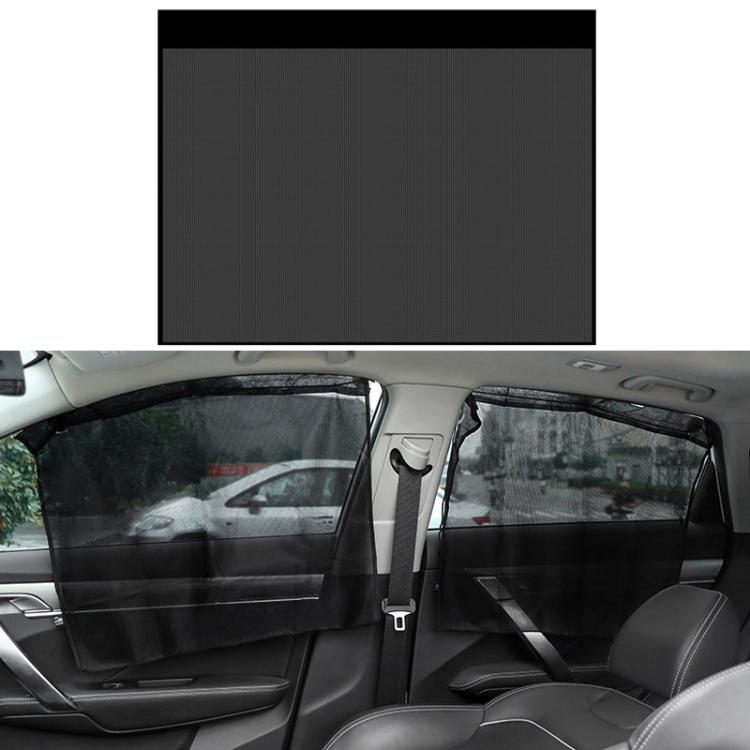1pair Suction Cup Car Side Window Sunshade Mesh Summer Sunshade Curtains - Black