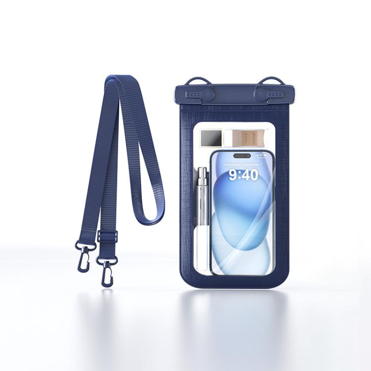 Cell Phone Waterproof Bag IPX8 30m Waterproof Touch Screen Phone Case Sports Outdoor Waterproof Bag, Color: Without Armband  -  Navy Blue